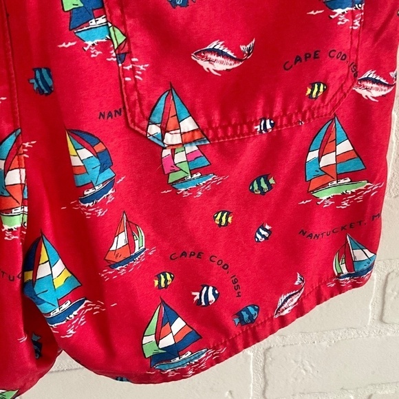 Abercrombie&Fitch Swim Trunks Shorts Red Novelty Sailing Nantucket print Sz S - Picture 14 of 15